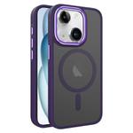 For iPhone 15 Plus Two-color Frosted MagSafe Magnetic Phone Case(Purple)