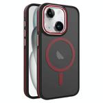 For iPhone 15 Two-color Frosted MagSafe Magnetic Phone Case(Red)