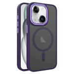 For iPhone 15 Two-color Frosted MagSafe Magnetic Phone Case(Purple)