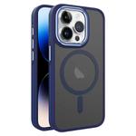 For iPhone 14 Pro Max Two-color Frosted MagSafe Magnetic Phone Case(Blue)