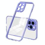 For iPhone 15 Pro 3 in 1 Clear TPU Color PC Frame Phone Case(Purple)