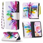 For LG K51 Colored Drawing Pattern Zipper Horizontal Flip Leather Case with Holder & Card Slots & Wallet(Sun Flower)