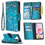For LG K51 Colored Drawing Pattern Zipper Horizontal Flip Leather Case with Holder & Card Slots & Wallet(Plum Blossom)