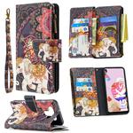 For LG K51 Colored Drawing Pattern Zipper Horizontal Flip Leather Case with Holder & Card Slots & Wallet(Flower Elephants)