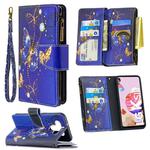 For LG K51 Colored Drawing Pattern Zipper Horizontal Flip Leather Case with Holder & Card Slots & Wallet(Purple Butterfly)