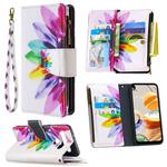 For LG K61 Colored Drawing Pattern Zipper Horizontal Flip Leather Case with Holder & Card Slots & Wallet(Sun Flower)