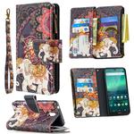 For Nokia 1.3 Colored Drawing Pattern Zipper Horizontal Flip Leather Case with Holder & Card Slots & Wallet(Flower Elephants)
