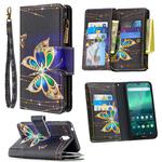 For Nokia 1.3 Colored Drawing Pattern Zipper Horizontal Flip Leather Case with Holder & Card Slots & Wallet(Big Butterfly)