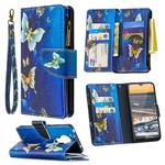 For Nokia 5.3 Colored Drawing Pattern Zipper Horizontal Flip Leather Case with Holder & Card Slots & Wallet(Gold Butterfly)