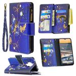 For Nokia 5.3 Colored Drawing Pattern Zipper Horizontal Flip Leather Case with Holder & Card Slots & Wallet(Purple Butterfly)