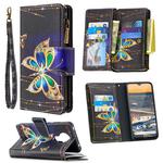 For Nokia 5.3 Colored Drawing Pattern Zipper Horizontal Flip Leather Case with Holder & Card Slots & Wallet(Big Butterfly)