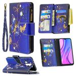 For Xiaomi Redmi 9 Colored Drawing Pattern Zipper Horizontal Flip Leather Case with Holder & Card Slots & Wallet(Purple Butterfly)