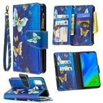 For Huawei P smart 2020 Colored Drawing Pattern Zipper Horizontal Flip Leather Case with Holder & Card Slots & Wallet(Gold Butterfly)