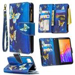 For Huawei Y5p Colored Drawing Pattern Zipper Horizontal Flip Leather Case with Holder & Card Slots & Wallet(Gold Butterfly)