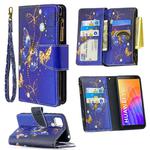 For Huawei Y5p Colored Drawing Pattern Zipper Horizontal Flip Leather Case with Holder & Card Slots & Wallet(Purple Butterfly)