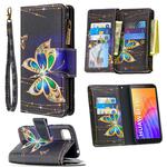 For Huawei Y5p Colored Drawing Pattern Zipper Horizontal Flip Leather Case with Holder & Card Slots & Wallet(Big Butterfly)