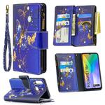 For Huawei Y6p Colored Drawing Pattern Zipper Horizontal Flip Leather Case with Holder & Card Slots & Wallet(Purple Butterfly)