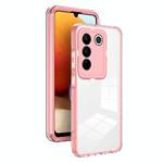 For vivo V27 3 in 1 Clear TPU Color PC Frame Phone Case(Pink)