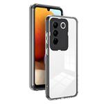 For vivo V27 3 in 1 Clear TPU Color PC Frame Phone Case(Black)