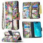 For Huawei Honor 9X Lite Colored Drawing Pattern Zipper Horizontal Flip Leather Case with Holder & Card Slots & Wallet(Tree)