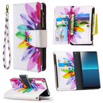 For Sony Xperia L4 Colored Drawing Pattern Zipper Horizontal Flip Leather Case with Holder & Card Slots & Wallet(Sun Flower)
