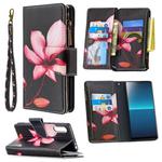 For Sony Xperia L4 Colored Drawing Pattern Zipper Horizontal Flip Leather Case with Holder & Card Slots & Wallet(Lotus)