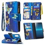 For Sony Xperia L4 Colored Drawing Pattern Zipper Horizontal Flip Leather Case with Holder & Card Slots & Wallet(Gold Butterfly)