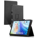 For TCL NxtPaper 11 2-Folding Leather Tablet Case with Handrest & Pen Slot(Black)