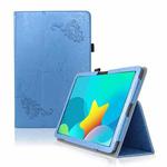 For TCL NxtPaper 11 Flower Embossed Leather Tablet Case with Handrest Strap & Pen Slot(Blue)