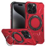 For iPhone 15 Pro Max MagSafe Magnetic Shockproof Phone Case with Ring Holder(Red)