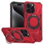 For iPhone 15 Pro MagSafe Magnetic Shockproof Phone Case with Ring Holder(Red)