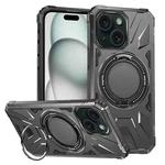 For iPhone 15 Plus MagSafe Magnetic Shockproof Phone Case with Ring Holder(Dark Grey)