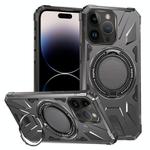 For iPhone 14 Pro MagSafe Magnetic Shockproof Phone Case with Ring Holder(Dark Grey)