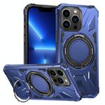 For iPhone 13 Pro MagSafe Magnetic Shockproof Phone Case with Ring Holder(Navy Blue)