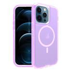 For iPhone 12 Pro Max Shockproof MagSafe Magnetic Phone Case(Transparent Purple)