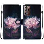 For Samsung Galaxy Note20 Ultra Crystal Texture Colored Drawing Leather Phone Case(Purple Peony)