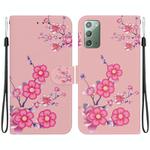 For Samsung Galaxy Note20 Crystal Texture Colored Drawing Leather Phone Case(Cherry Blossoms)