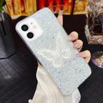For iPhone 12 Starry Sequin Embroidered Butterfly Epoxy TPU Phone Case(Silver)
