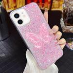 For iPhone 12 mini Starry Sequin Embroidered Butterfly Epoxy TPU Phone Case(Pink)