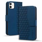 For iPhone 12 mini Business Diamond Buckle Leather Phone Case with Lanyard(Royal Blue)