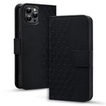 For iPhone 12 Pro Max Business Diamond Buckle Leather Phone Case with Lanyard(Black)