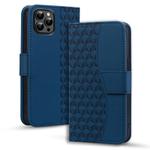 For iPhone 13 Pro Business Diamond Buckle Leather Phone Case with Lanyard(Royal Blue)