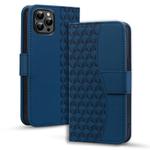 For iPhone 13 Pro Max Business Diamond Buckle Leather Phone Case with Lanyard(Royal Blue)