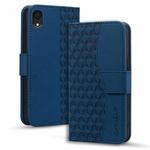 For iPhone XR Business Diamond Buckle Leather Phone Case with Lanyard(Royal Blue)