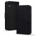 For iPhone XR Business Diamond Buckle Leather Phone Case with Lanyard(Black)