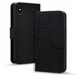 For iPhone XS Max Business Diamond Buckle Leather Phone Case with Lanyard(Black)