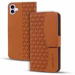 For iPhone 16 Business Diamond Buckle Leather Phone Case with Lanyard(Brown)