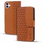 For iPhone 16 Plus Business Diamond Buckle Leather Phone Case with Lanyard(Brown)