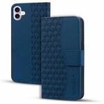 For iPhone 16 Plus Business Diamond Buckle Leather Phone Case with Lanyard(Royal Blue)