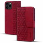 For iPhone 16 Pro Business Diamond Buckle Leather Phone Case with Lanyard(Wine Red)